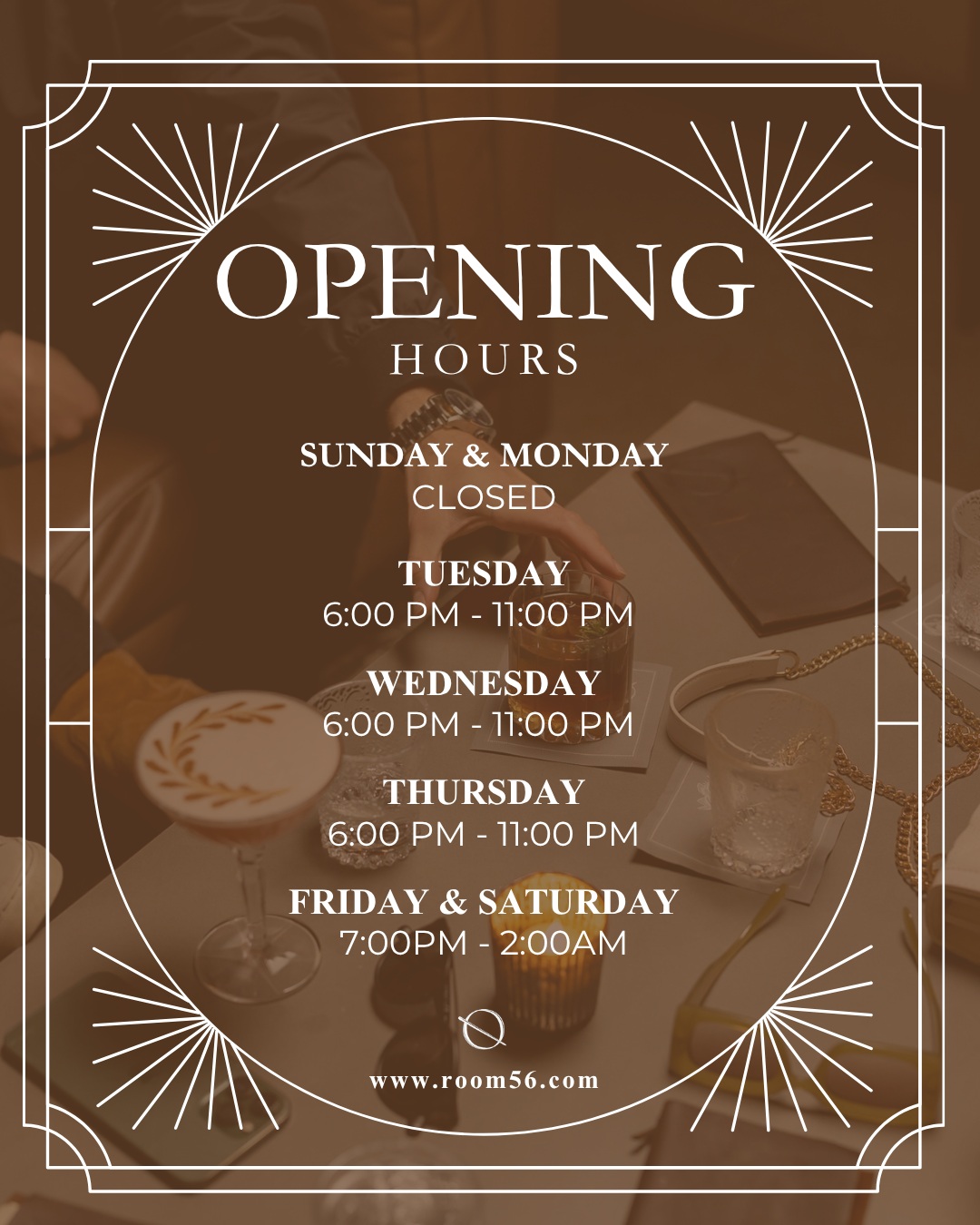 Room 56 has new hours of operation, giving you even more time to step into the city’s hidden escape. Join us for curated cocktails, intimate ambiance, and nights designed to linger. Reserve your table through the link in bio. 🖤